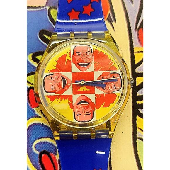 Vintage Swatch Artist Watch WILD LAUGH GJ117 Designed by Yue Min Jun New In Case - Picture 1 of 7
